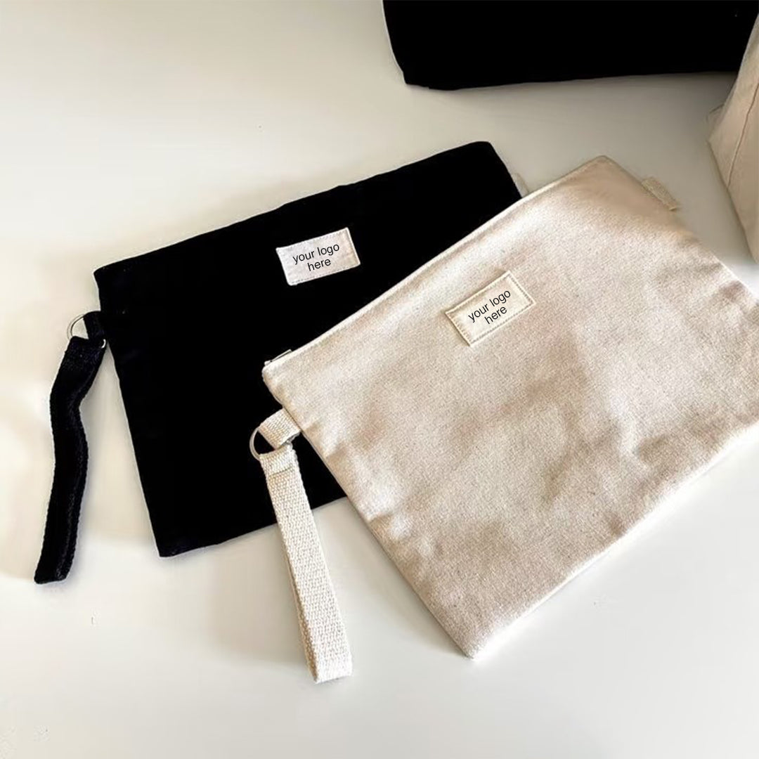 Cotton Linen Blend Zipper Bag
