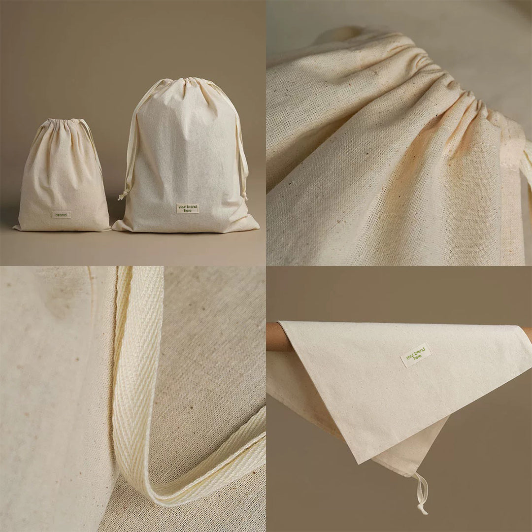 Drawstring Pouch with Logo Tag