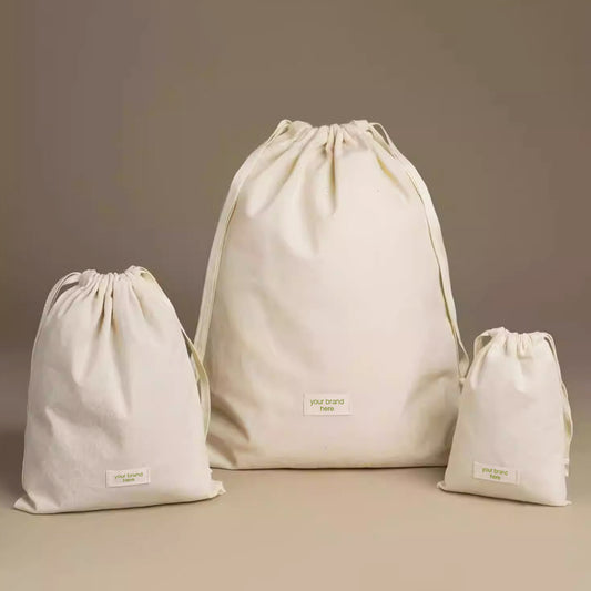 Drawstring Pouch with Logo Tag